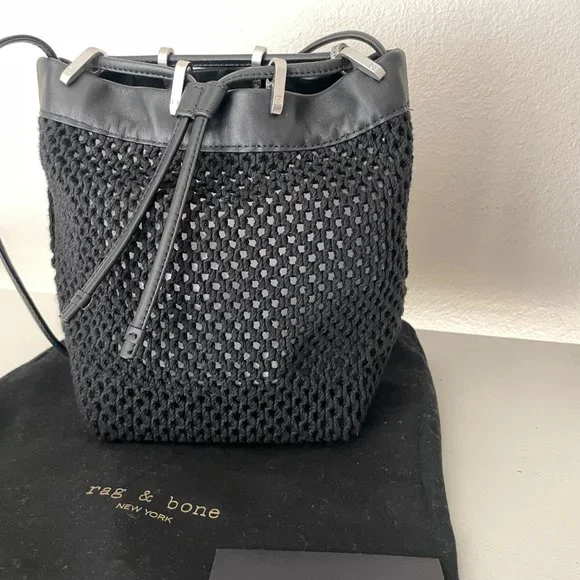 Rag & Bone Crochet Leather Trim Bucket Bag - Picture 3 of 7